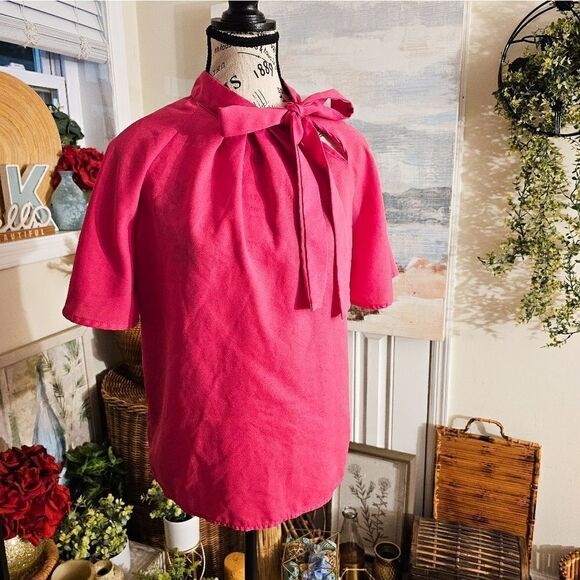 New Flutter Sleeve Bow Neck Secretary Style Blouse. - Picture 13 of 15